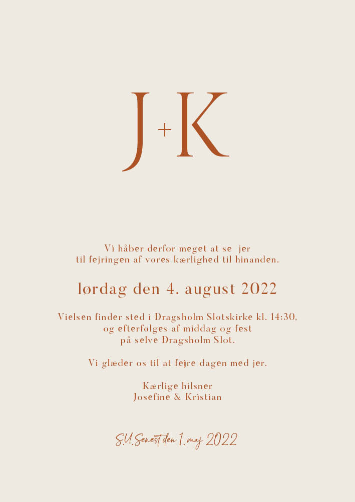 Invitationer - Josefine & Kristian Bryllupsinvitation